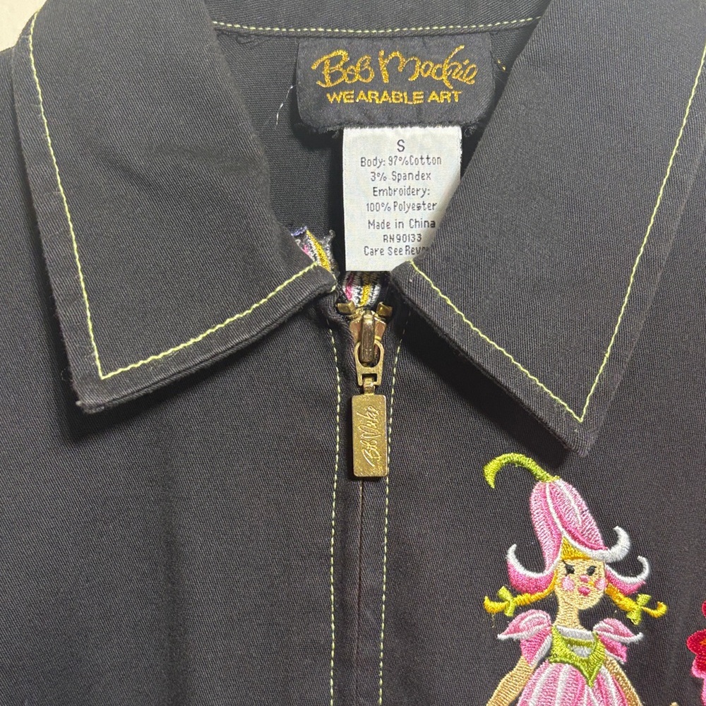 Bob Mackie Wearable Art Black Embroidered Fairy Parade of the Flowers Jacket S - Picture 8 of 16